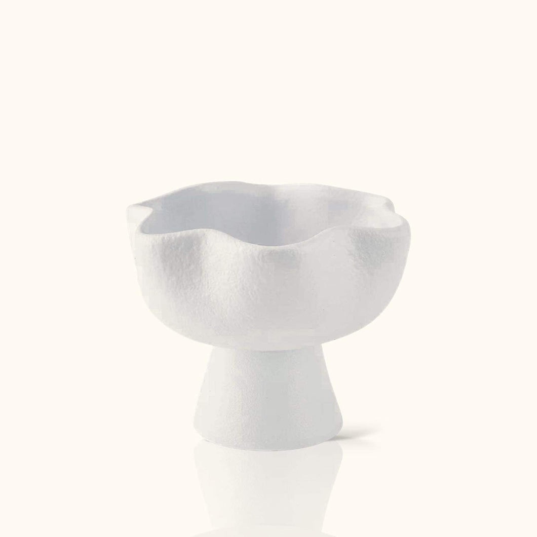 White Ceramic Wave Pedestal - Rental