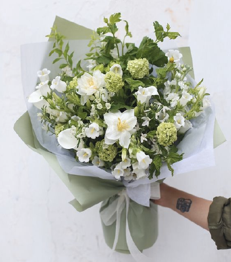 Green and White Bouquet - A