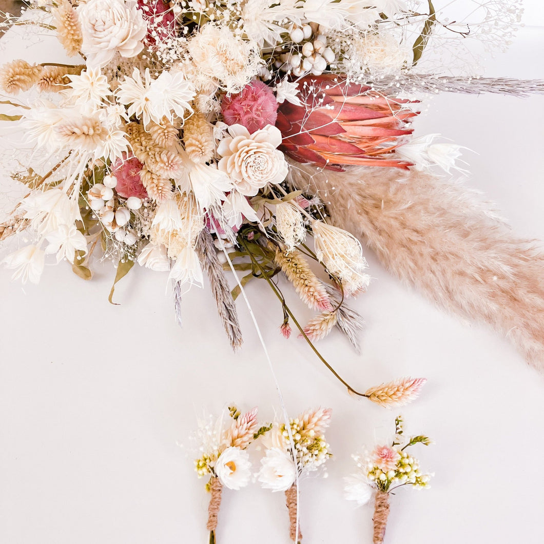 Dried Wedding Bouquet and Buttonhole Package